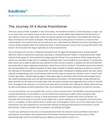 The Journey Of A Nurse Practitioner