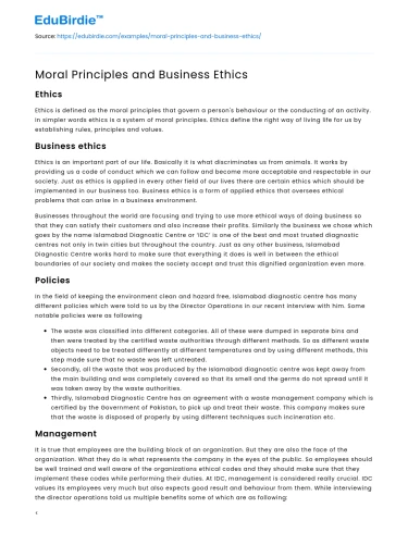 Moral Principles and Business Ethics