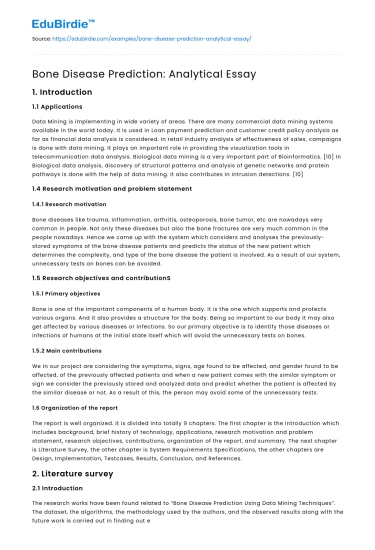 Bone Disease Prediction: Analytical Essay
