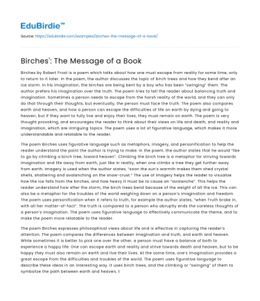 Birches’: The Message of a Book