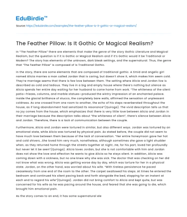 The Feather Pillow: Is It Gothic Or Magical Realism?