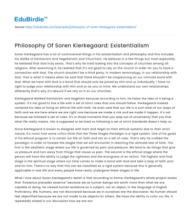 Philosophy Of Soren Kierkegaard: Existentialism