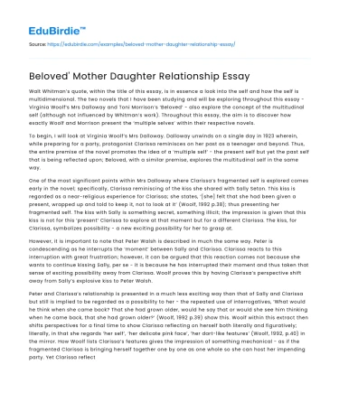Beloved’ Mother Daughter Relationship Essay
