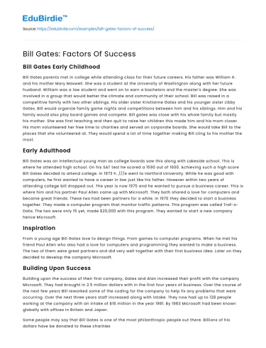 Bill Gates: Factors Of Success