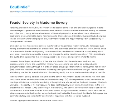 Feudal Society in Madame Bovary