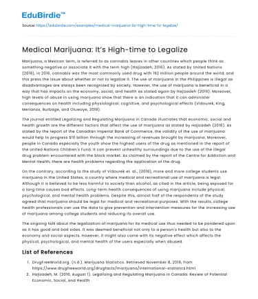 Medical Marijuana: It’s High-time to Legalize