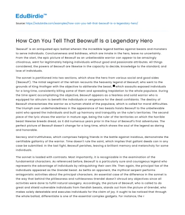 How Can You Tell That Beowulf Is a Legendary Hero