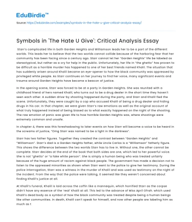 Symbols in ‘The Hate U Give’: Critical Analysis Essay