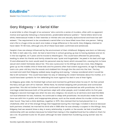 Gary Ridgway – A Serial Killer