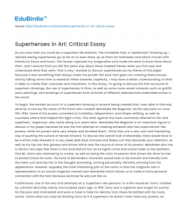 Superheroes in Art: Critical Essay