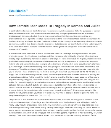 How Female Fear Leads To Tragedy In Romeo And Juliet