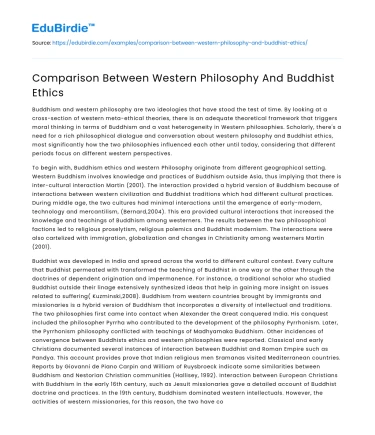 Comparison Between Western Philosophy And Buddhist Ethics