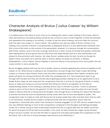 Character Analysis of Brutus (‘Julius Caesar’ by William Shakespeare)