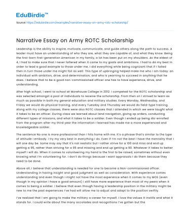 Narrative Essay on Army ROTC Scholarship