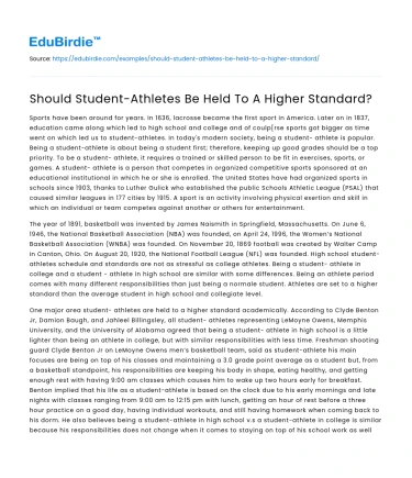 Should Student-Athletes Be Held To A Higher Standard?