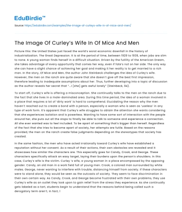 The Image Of Curley’s Wife In Of Mice And Men