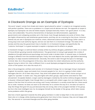 A Clockwork Orange as an Example of Dystopia