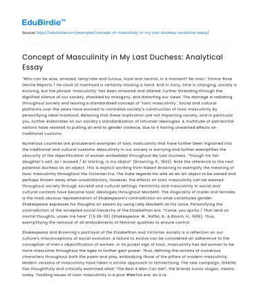 Masculinity Explored in Browning’s My Last Duchess