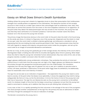 Essay on What Does Simon’s Death Symbolize