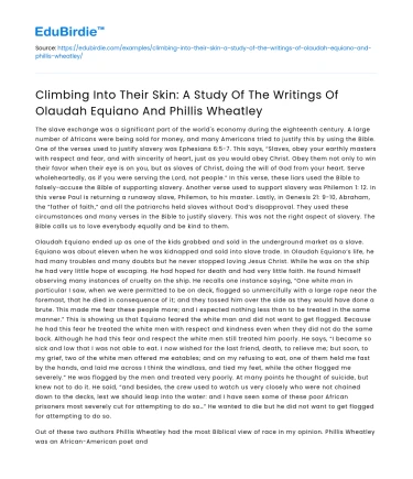 Juxtaposing Equiano and Wheatley