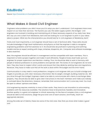 What Makes A Good Civil Engineer