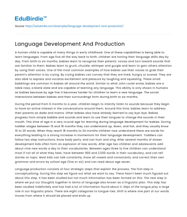 Language Development And Production