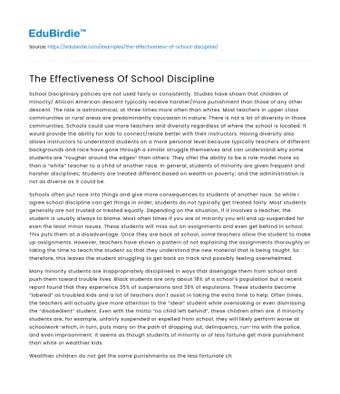 The Effectiveness Of School Discipline