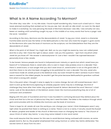 The Significance of Names in Mormon Theology