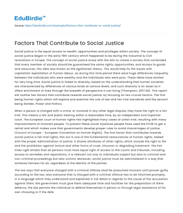 Factors That Contribute to Social Justice