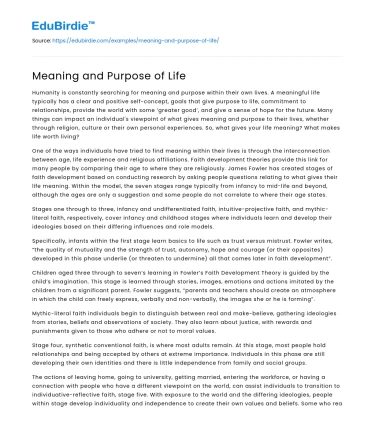 Meaning and Purpose of Life