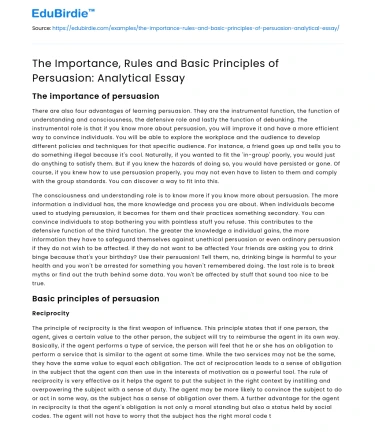 The Importance, Rules and Basic Principles of Persuasion