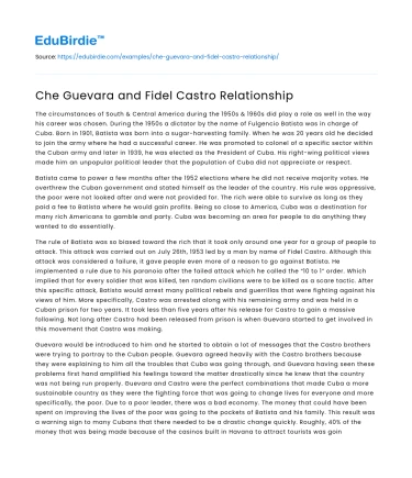 Che Guevara and Fidel Castro Relationship