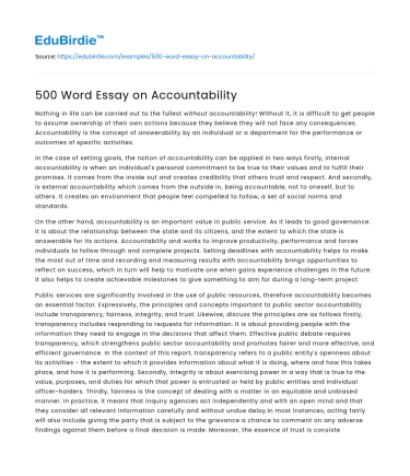 500 Word Essay on Accountability