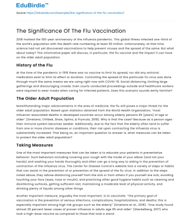 The Significance Of The Flu Vaccination