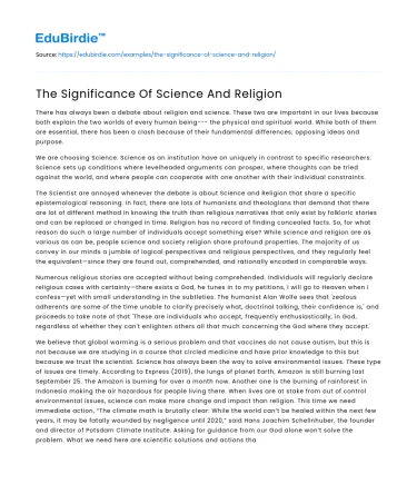 The Interplay of Science and Religion: A Critical Examination