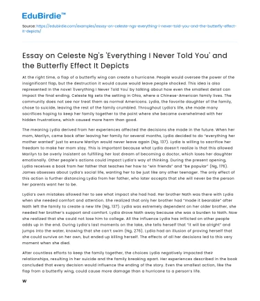 Celeste Ng’s Everything I Never Told You and the Butterfly Effect
