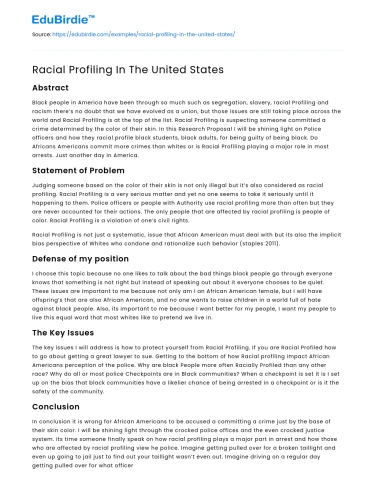 Racial Profiling in Contemporary America