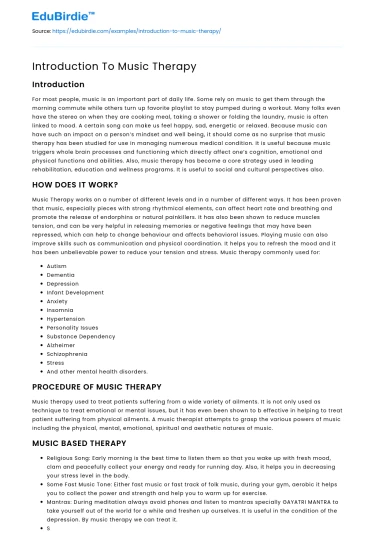Introduction To Music Therapy