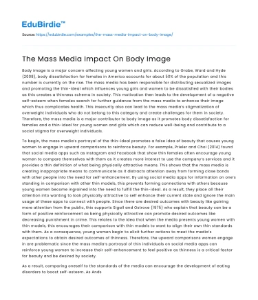 The Mass Media Impact On Body Image