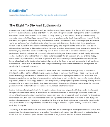 The Right To Die And Euthanasia