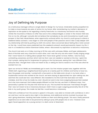Joy of Defining My Purpose