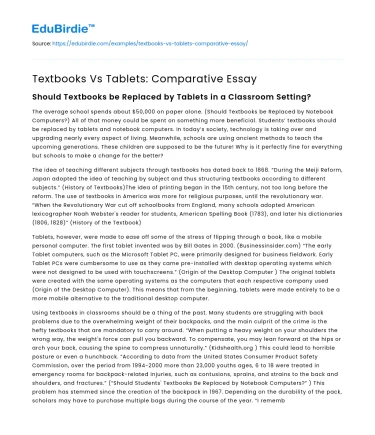Textbooks Vs Tablets: Comparative Essay