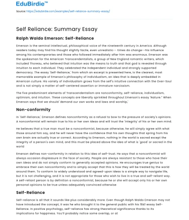 Self Reliance: Summary Essay