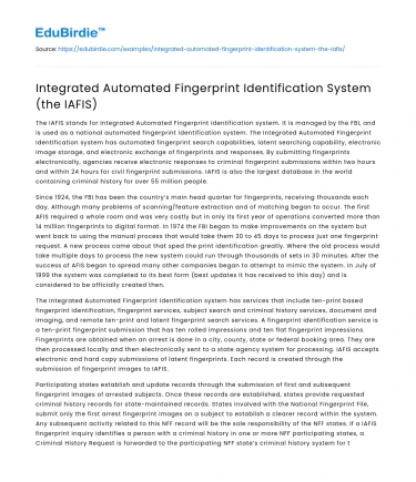 Integrated Automated Fingerprint Identification System (the IAFIS)
