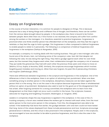 Essay on Forgiveness