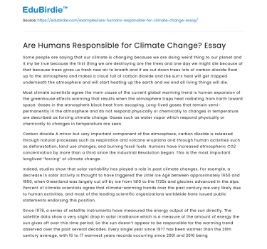 Are Humans Responsible for Climate Change? Essay