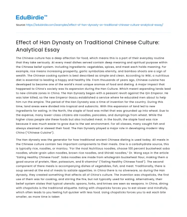 Effect of Han Dynasty on Traditional Chinese Culture: Analytical Essay
