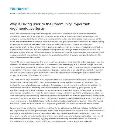Why Is Giving Back to the Community Important: Argumentative Essay