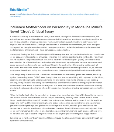 Impact of Motherhood on Personality in ‘Circe’