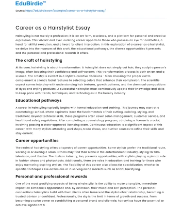 Career as a Hairstylist Essay
